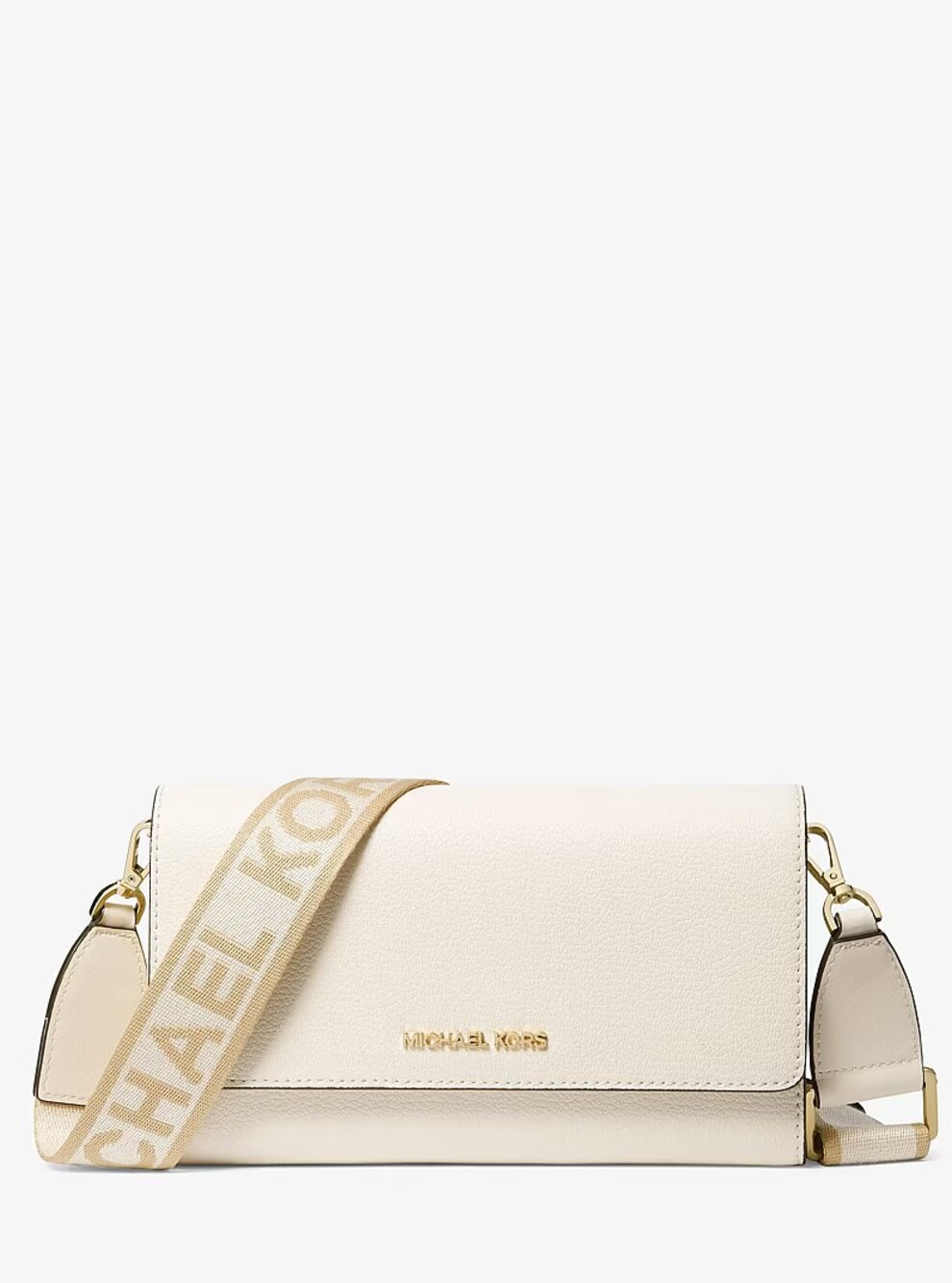 Michael Kors Light Cream Jet Set Large Leather Crossbody Bag